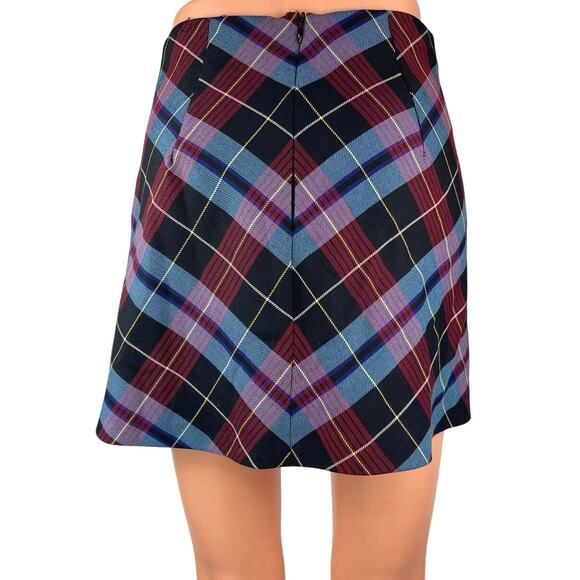 Zara Multicolor Plaid Checkered Straight Pencil Preppy School Girl Mini Skirt XS - Picture 3 of 4